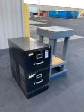 ( 1 ) TWO DRAW CABINET & ( 1 ) TABLE STAND......, APPROX...15? W x 27? L x 29? T