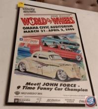 World of Wheels poster in frame