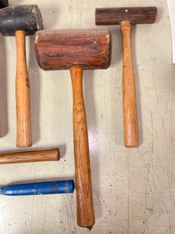 Group of Rubber and Wood Mallets and More