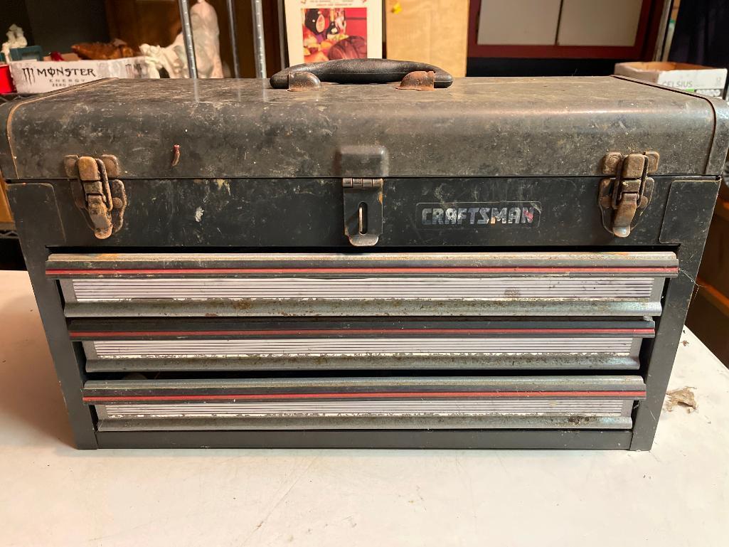 Vintage Craftsman Metal Tool Box and Contents