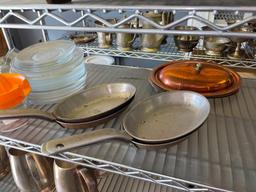 Shelf Lot of Glass Plates, Cookware and More from King Cole Restaurant