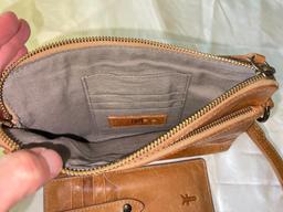 Ladies Tan Leather Frye Wristlet and Wallet