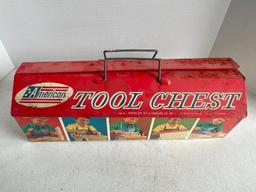 Vintage American Kid's Tool Chest with Tools