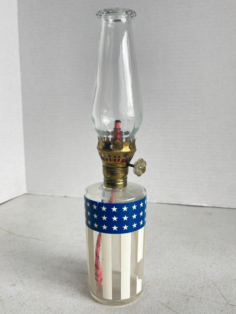 Small American Flag Oil Lamp