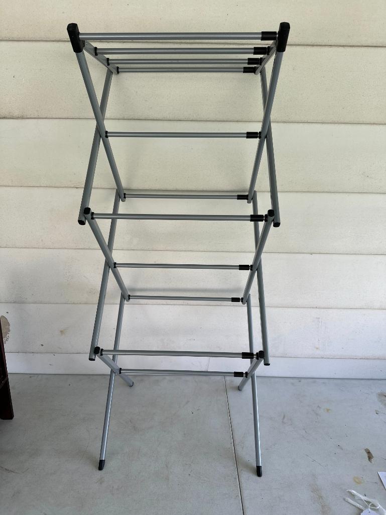 Metal Clothes Rack and Magazine Rack with Shelf