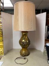 Vintage Gold Tone Ceramic Lamp w/Shade