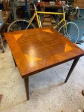 Vintage Wood Inlay Portable Folding Table