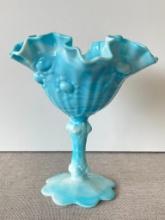 Vintage Swirled Blue Glass Candy Dish