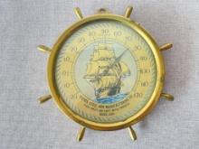 Vintage Ship Wheel Thermometer with Advertisement - Dover, Ohio