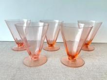 Set of 5 Vintage Pink Glass Dessert Cup / Drinking Glasses