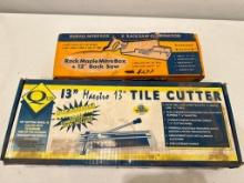 13" Maestro Tile Cutter with Box and Vintage Mitre Box, Both have some use