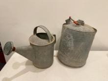 Galvanized, 5 Gallon Gas Can and Watering Can