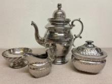 Unmarked Silver Lusterware Tea Pot Set