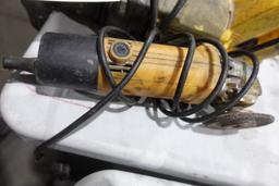 ELECTRIC DEWALT GRINDER AND 1/2 INCH RIGHT ANGLE DRILL