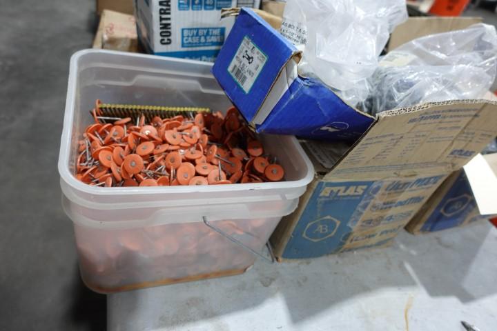 LARGE LOT 1014 WOOD SCREW WITH WASHERS AND PLASTIC CAP NAILS