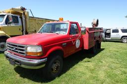 #6006 1995 FORD F350 UTILITY BODY AM FM RADIO INTERIOR ROUGH KNAPHEIDE BODY