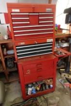 TRIPLE STAGE TOOL BOX CRAFTSMAN WITH CONTENTS INCLUDING MISC HAND TOOLS