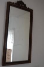 WALL MIRROR WITH FLORAL BOUQUET FRAME APPROX 2 FEET X 12 INCH