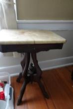 ANTIQUE MARBLE TOP END TABLE TOP MEASURES 18 X 13 HAS CRACK IN MARBLE