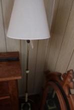 BRASS AND MARBLE FLOOR LAMP STANDS APPROX 65 INCH TALL
