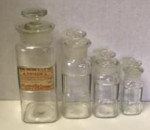 (4) Vintage Glass Medical Bottles, (1) is Poison