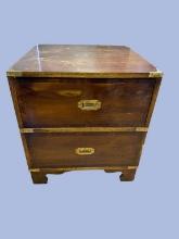 2-Drawer End Table - Brass Hardware,