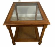 Rectangular End Table with Beveled Glass Top