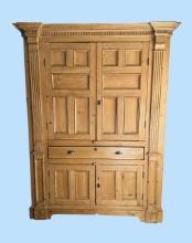 Large Pine Cabinet--Two Doors Over a Long Drawer