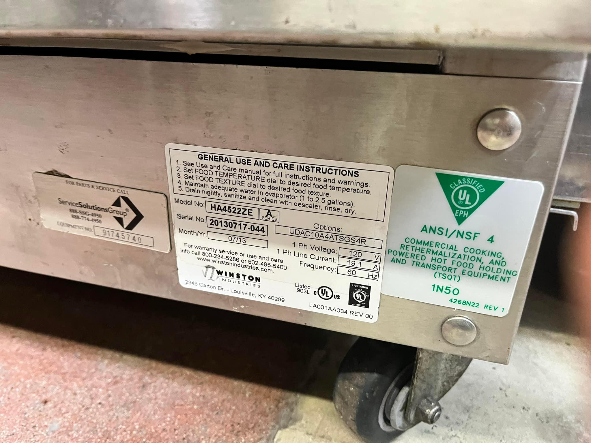 Winston Industries 4000A-Series Holding Cabinet 220v. 1PH.