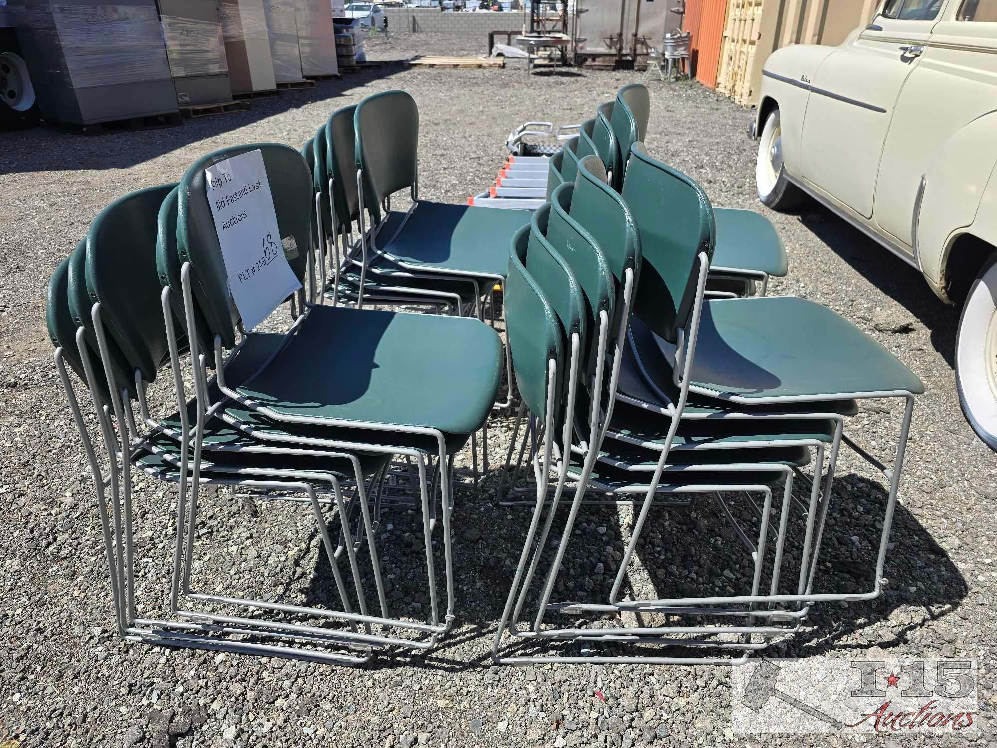 (20) Perry Metal Framed Chairs (Green/Gray)