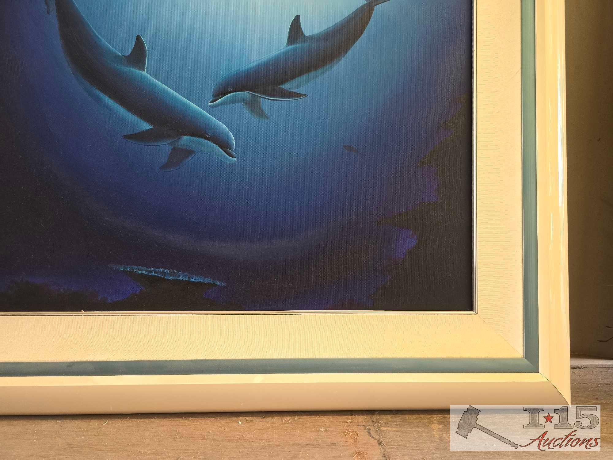 Original Signed 1992 Robert Wyland Dolphin Painting