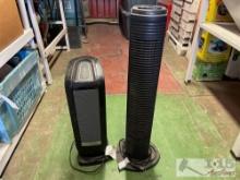 (1) Rotating Heater and (1) Tower Fan