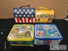 (4) Vintage Metal Lunch Boxes