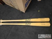 (2) Autographed Rawlings Adirondack Wooden Baseball Bats