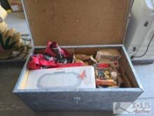 Metal Trunk with Miscellaneous Items
