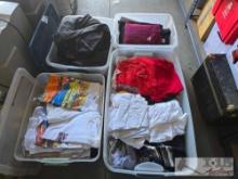 (4) Totes of Shirts and Sweaters