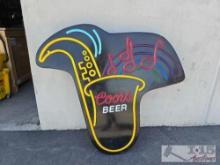 Vintage Coors Beer Saxophone Neon Sign