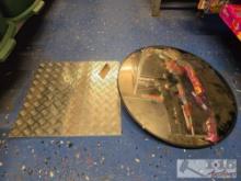 2 Pieces of metal & round mirror