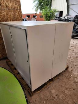(2) White 2-Door Storage Cabinets