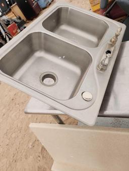 (1) Comm. SS Double Basin Sink, (1) Sink Countertop, (1) SS Comm. Workstation