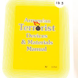Rare US Govt "Armenian Terrorist Devices" Book Lot