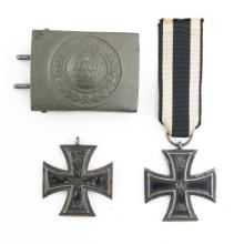 WWI German Iron Cross & EM Belt Buckle Lot