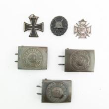 WWI German Iron Cross,Belt Buckle, Wound Badge Lot