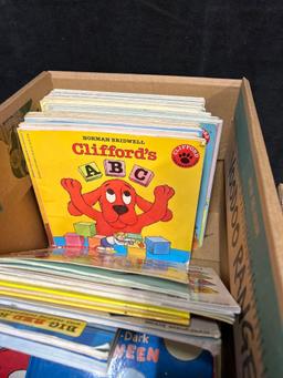 cabbage patch, Clifford books, VHS, and figurines