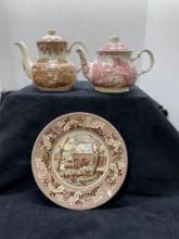 Two flats of transfer ware , including Alfred Meakin, Staffordshire, Johnson, Brothers,