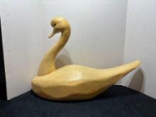 large wood swan 20 inches tall 24 inches wide