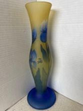 Art nouveau carved glass vase, signed Galle 16.5? tall