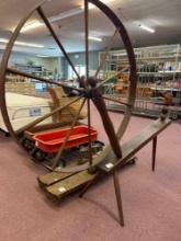 large antique spinning wheel