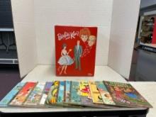 Vintage golden books and a 1963 Barbie and Ken case