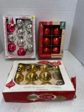 Three boxes of vintage glass Christmas ornaments
